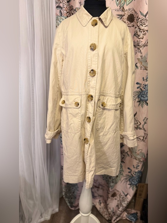 GAP Jackets & Blazers - GAP XL Cream Utility Trench Jacket Coat Floral Lined Button Front Safari